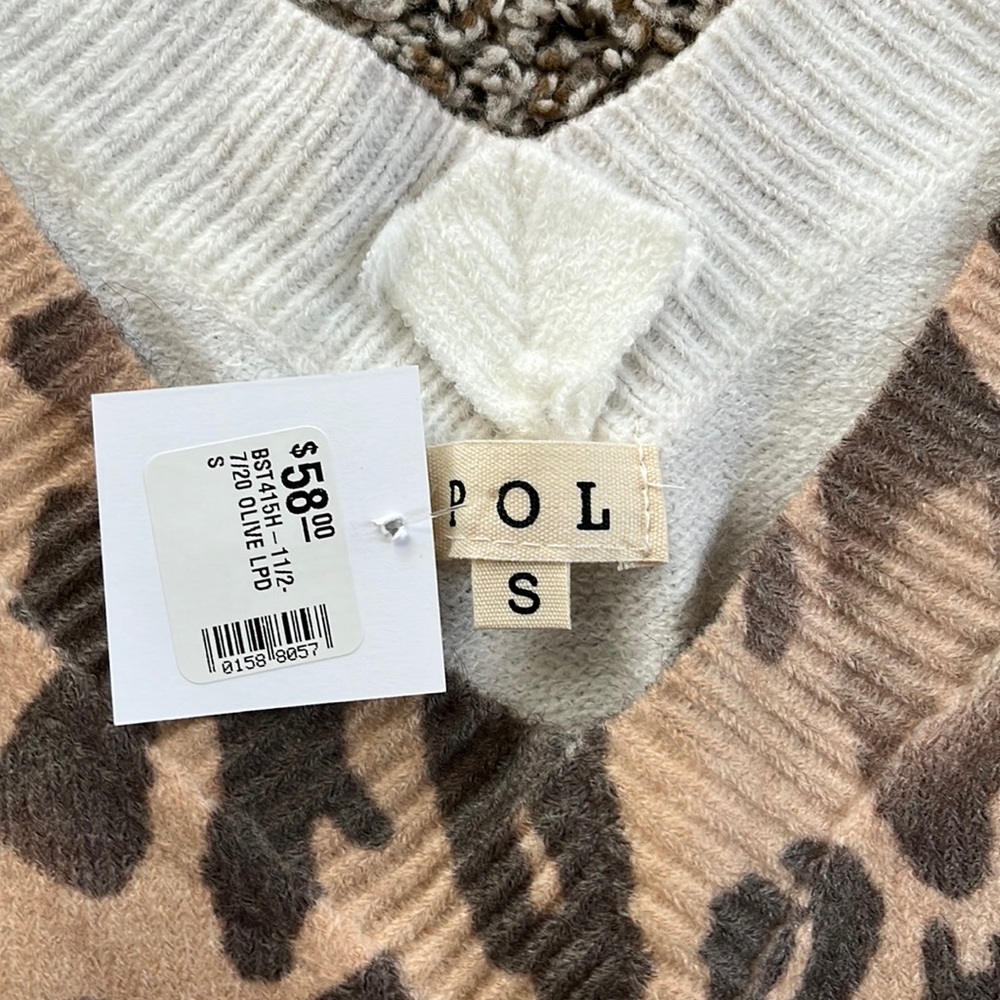 Brand new POL Leopard print sweater with tie back